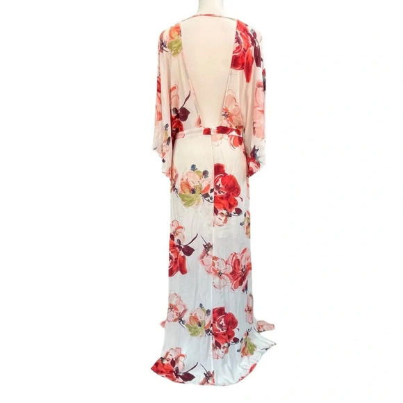 The Room Cream Floral Deep V Maxi Dress with Open Back Size Large - Picture 7 of 14